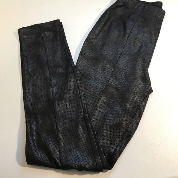 GRAVER Susan Graver Faux Suede Leggings Foil Print Sheen Black Size XXS - Picture 1 of 8